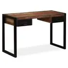 Wooden Desk With 2 Drawers Industrial Style Computer Workstation Writing Table