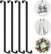 Over The Door Hooks 14”, 4 Pack Upgraded Widen Hanger Hook Fits 1-3/4” & 1-3/8”Door Widths, Z-Shaped Wreath Sturdy for Hanging Wreaths, Hats, and Clothes (Black)