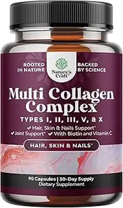 Advanced Multi Collagen Peptides Pills - Biotin and Collagen Supplement with BioPerine and Hair Skin and Nails Vitamins for Women and Men - Multi Collagen Pills for Women with Types Type 1 2 3 5 & X