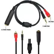 6.35mm Female to RCA Male + 3.5mm 1/8" Male Extension Cable 0.5m