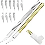 Craft Knife Exacto Knife, Precision Crafting Set with 2 PCS Craft Knives 10 Blades Spare Replacement, Adults Carving Hobby Scalpel Modelling