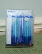Rite-Lite Premium Chanukah Candles. Handcrafted, Blue. Box of 38 (Seven I used)