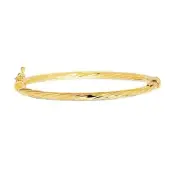 A Childrens Bangle Bracelet 14K Yellow Gold Shiny Round Tube Twisted Design 5.5"