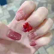 Kaichen Simplicity Press On Nails Square, Pink Bow Press On Nails Short, Includes 24 Nails, 24 Adhesive Tabs, 1 Manicure Stick, 1 Mini File