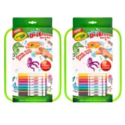 2x Crayola Creative Art Drawing Whiteboard w/8pc Washable Colour Markers 36m+