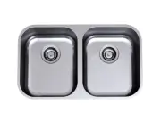 Clark Monaco Double Bowl Undermount Sink with Waste & Board Colander Set EXDU