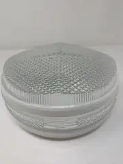 Vtg antique Art Deco Glass Ceiling Light Globe Waffle Shade White Clear NICE!!!