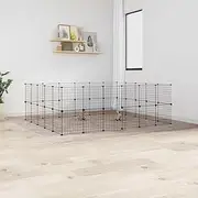44-Panel Pet Cage with Door Black 35x35 cm Steel Indoor Outdoor Dog Cat Enclosure
