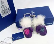 Swarovski Sassia Key Ring Bag Charm Calfskin Glove Amethyst Crystal NEW 1162684