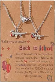 [Choistily] Back to School Gifts Matching Dinosaur Necklace for Girls Back to School Necklaces First Day of School Gifts Mother Daughter Gifts for Back to School