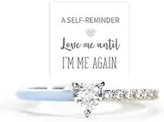 [Terripets] Love Me Until I'M Me Again Ring Self Love Rings Black Heart-Cut Half Enamel Ring, Heart Rings Promise Self Love Rings Adjustable Cubic Zirconia Self-Love Statement Ring Jewelry Gifts for Women