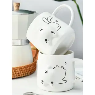 日本創意小貓陶瓷馬克杯小兔子咖啡杯創意早餐牛奶杯水杯節日禮物