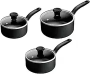 Tefal Titanium Essential Set 3 pcs, saucepans 16/18/20 cm + Lids, High-Performance Non-Stick Coating, Metal Spatula Safe, All Stovetops excluding Induction, B941S344