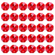 30 Pack K9 Crystal Octagon Beads 2 Holes 14mm Chandelier Prisms Red