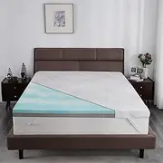 Firm Mattress Topper Queen Size 3 Inch Mattress with Ice Silk Cover, Premier Cooling Gel+Bamboo High-Density Support Memory Foam Mattress Topper, Firm to Extra Firm Mattress Topper for Pain Relief