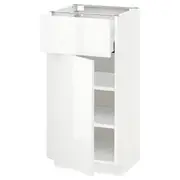 METOD / MAXIMERA base cabinet with drawer/door, white/Ringhult white, 40x37x80 cm