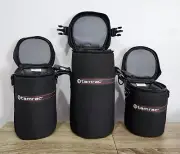 Tamrac Made in USA Premium Lens Case Canvas Nylon Padded Zip Belt Bags Set of 3