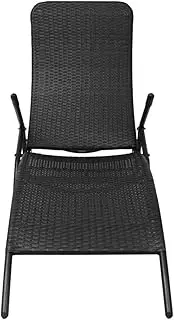 Camping Sunloungers Reclining Patio ChairsFolding Black Poly Rattan Sun Lounger