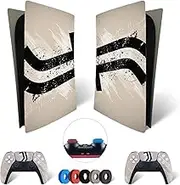 MaD Vision® Extra Durable Vinyl Skin Set for PS5 Digital + 5 Pairs Aiming Rings | Scratch Resistant Sticker Set for PlayStation 5 + 2 Controllers - Juventus Design