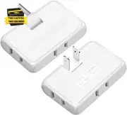 3 Way Flat Wall Outlet Extender,2 Prong180 Degree Portable Swivel Wall Tap Plug,