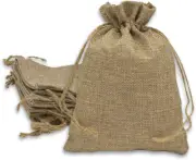12-Pack 8X10 Natural Burlap Gift Bags W. Drawstring (Natural Brown, Large) for P