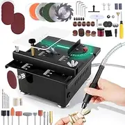 Mini Multi-Functional Table Saw with Full Set of Accessories, Adjustable Speeds & Angle Portable Mini Desktop Electric Saw for DIY Handmade Projects, Wood, Acrylic, Plastic, PCB Boards Cutting