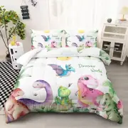 Cartoon Dinosaur Bat Comforter Set Queen 3Pc Kawaii Dinosaur Bedding Set All ...