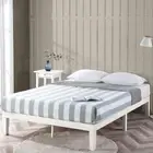 Moiz White Timber Double Bed Frame | Wood Platform Mattress Foundation