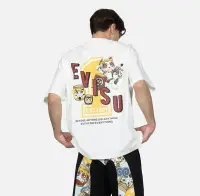 在飛比找Yahoo!奇摩拍賣優惠-EVISU☆☆太鼓達摩字母LOGO印花短袖T 100％原廠商