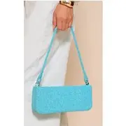 Aqua Micro Beaded Shoulder Bag, Aqua