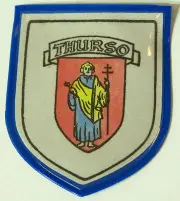 VINTAGE THURSO SCOTLAND EMBROIDERED SOUVENIR PATCH WOVEN CLOTH SEW-ON BADGE