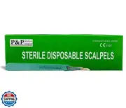 Disposable Scalpels Sterile Surgical Blade Size 15 Stainless Steel with Plast