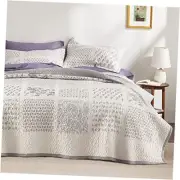 Patchwork Quilt Set Queen - Beige and Grey Quilt Queen / Full 17 - Grey