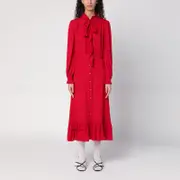[Valentino] Red dress with ruffled bow 40 IT Red