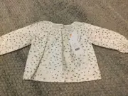 PUMPKIN PATCH long sleeve smock top BNWT White Gold pattern size 12-18mths