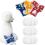 Durdiiy 3 Reusable Dog Nappies+9 Disposable Pad, Absorbent Washable Dog Diapers Pet Soft Dog Nappies Female Period Pants for Dogs Puppy Sanitary Diapers Wraps for Small Medium (S,24-28CM/9.5-11.01)