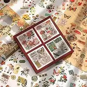 Doraking Plants Flower Sticker Set, 100 Sheets PVC Vintage Flower Sticker Set for Scrapbook Laptop Dairy Decoration Bullet Journals
