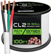 Speaker Cables 14/4 Speaker Wire 14 AWG 100ft OFC Oxygen-Free Copper 4 Conductor