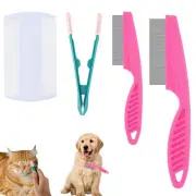 4pcs Flea Comb for Cats and Dogs, Double-Sided Fine-Tooth Lice Comb Tear Stai...