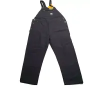 Carhartt Mens Sz 46x32 R01 Duck Bib Overalls Unlined Black 102776
