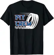 X.Style Pit Crew Burning Rubber Race Cars Pit Crew Checkered Flags ds1738 T-Shirt Black