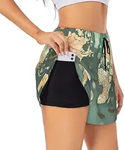 [GaxfjRu] World Map Retro Print Women's Running Shorts High Waisted Running Shorts Pocket Sporty Gym Elastic Short