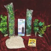 Aquarium Lot: 2.5 lb White Gravel Plants, Flat Heater, TetraMin Tropical Flakes