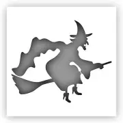 Witch on Broom #1 Halloween Stencil - Choose a Size - Laser-Cut Reusable Plastic