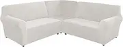 GUYIRT 3 Pcs L Shaped Couch Covers for Sectional Sofa, Stretch Velvet Slipcovers for Sofa, Furniture Protector for Living Room (White)