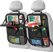 2 Pack Car Backseat Organiser with Tablet Holder, Car Seat Back Storage Protectors Kick Mats Travel Accessories, Black 42 * 60Cm