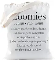 TSOTMO Pet Quote Handbag Dog Pet Gift Zoomies Definition Tote Bag For Dog Owner Dog Lover Gift Dog Sign Gift Dog Zoomies Gift