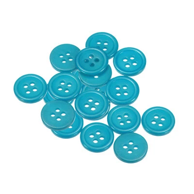 20pcs Sewing Buttons 1/2" Resin Round Flat 4-Hole Craft Buttons, Lake Blue