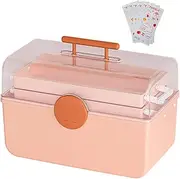 koolsoo Portable First Aid Bin Emergency Kits Container Large Capacity Multipurpose Clear Organizer for Outdoor Travel School Office, Pink