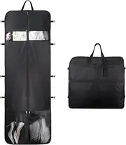 KEEGH Long Garment Bag, 60 x 182 cm, Wedding Dress, Encrypted Oxford Cloth, Waterproof Band, 2 Large Mesh Pockets, Foldable Travel Garment Bag for Evening Dresses, Wedding Dresses